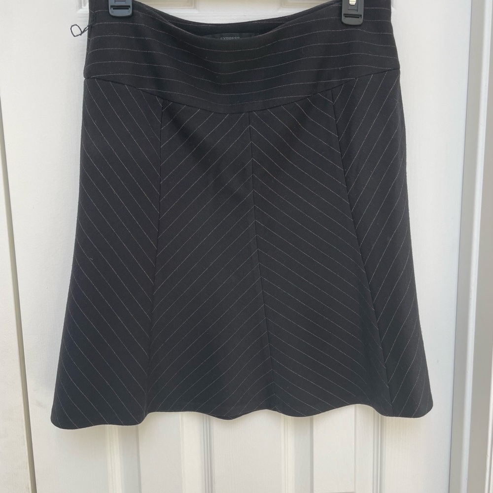 Elegant Black and Lilac Pinstripe Skirt From Express